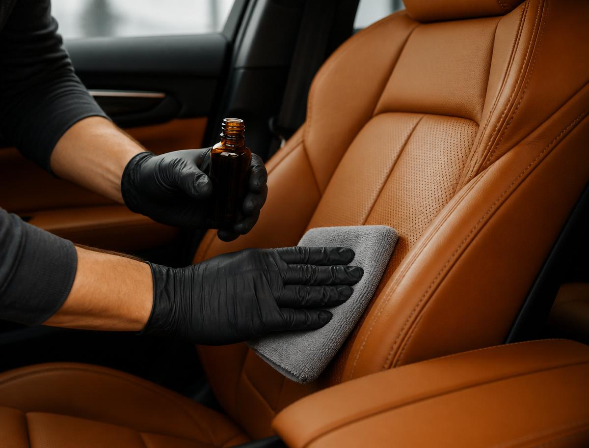 Clean leather car interior after detailing